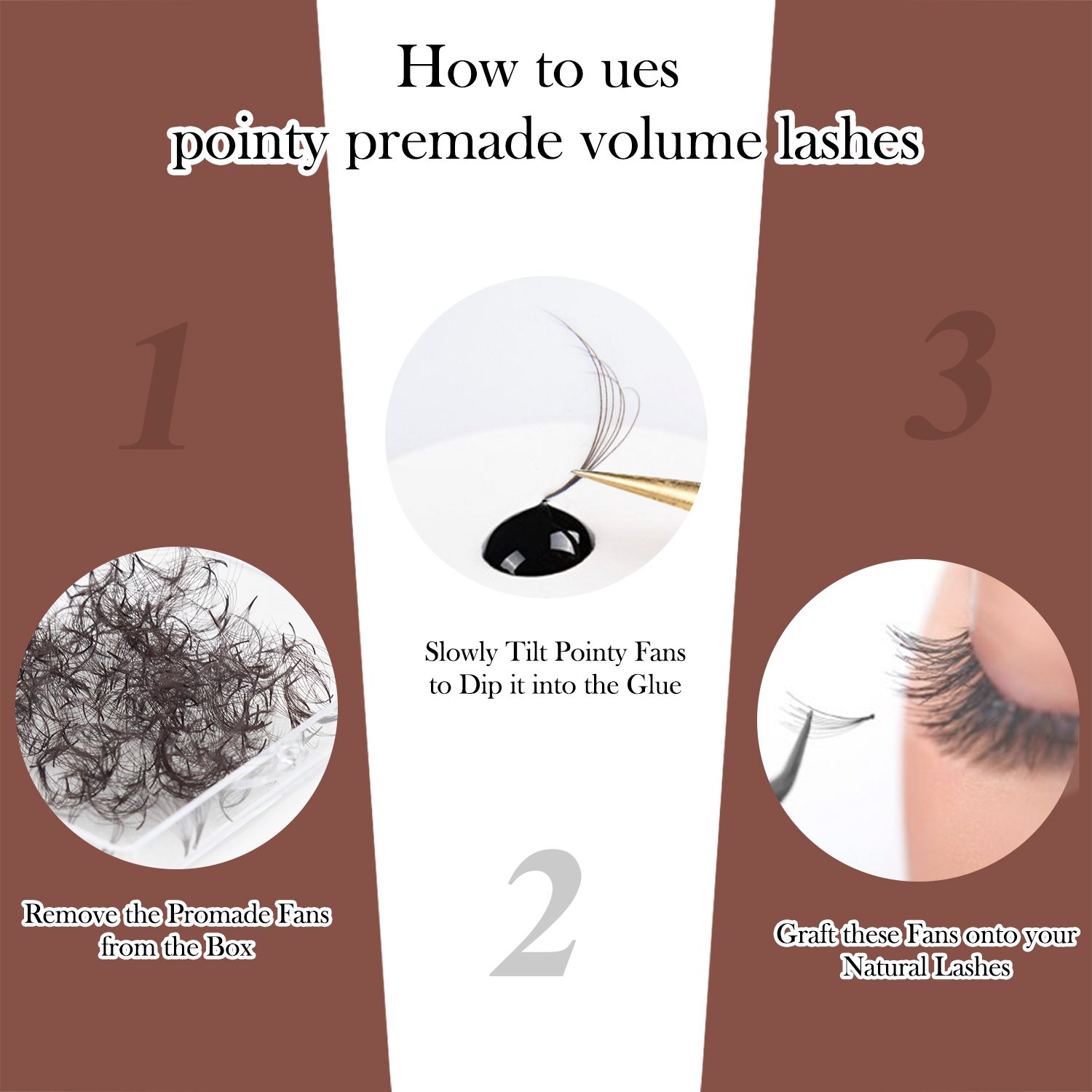 Brown Color Premade Fans 3D/4D/5DVolume Eyelash - Image 5