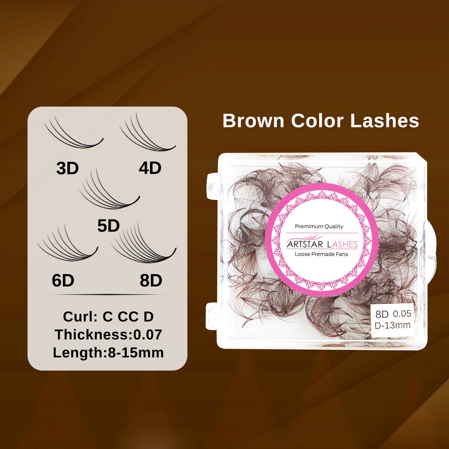 Brown Color Premade Fans 3D/4D/5DVolume Eyelash