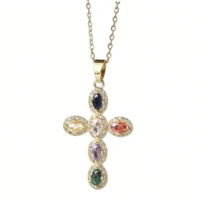 Rainbow Cross Necklace